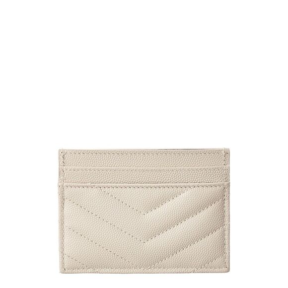 Saint Laurent Monogram Leather Card Holder, White - Picture 2 of 3